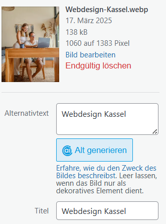 Barrierefreiheit Internet Alt-Text einstellen